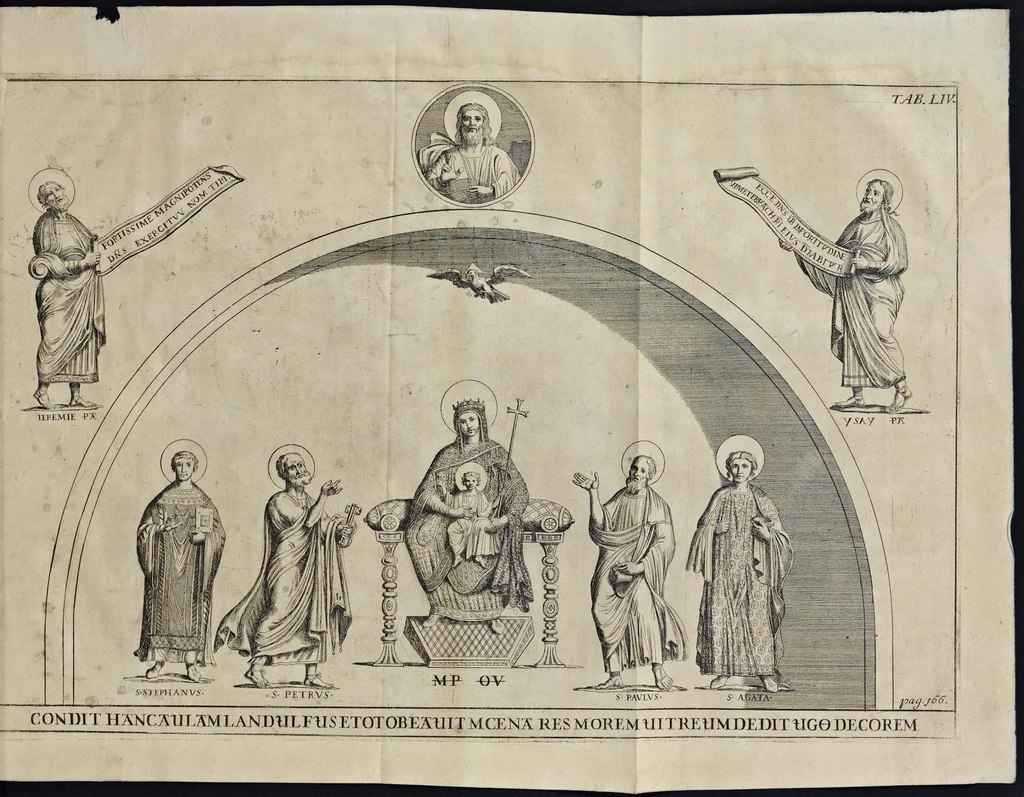 An illustration from Vetera monimenta : in quibus praecipuè musiva opera sacarum profanarumque aedium structura, ac nonnulli antiqui ritus, dissertatiobus, iconibusque illustrantur, 1690, leaf 302