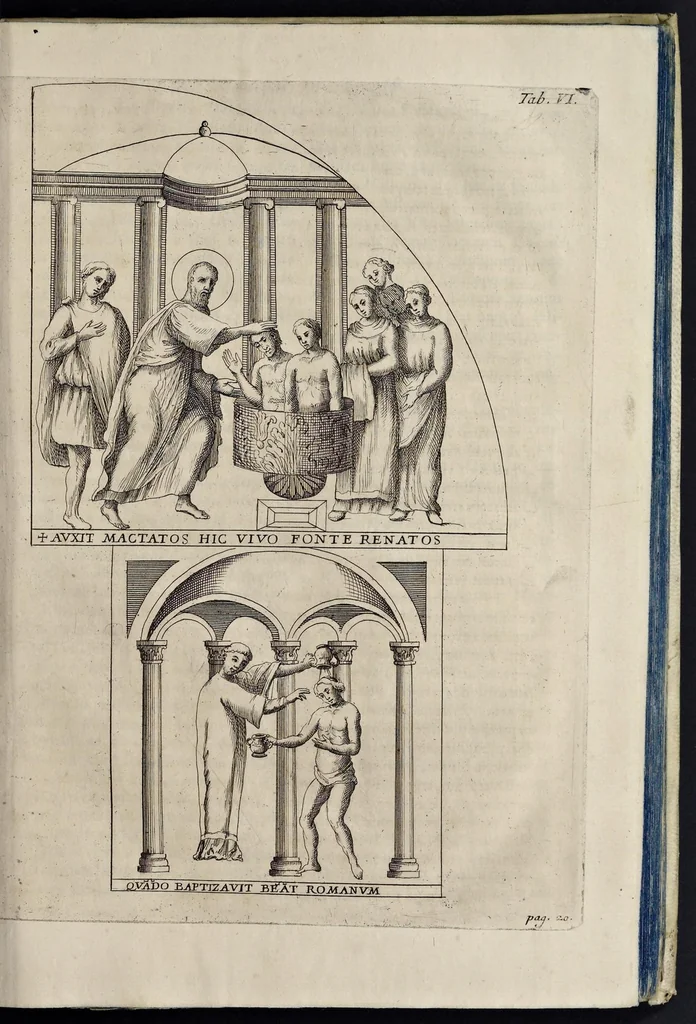 An illustration from Vetera monimenta : in quibus praecipuè musiva opera sacarum profanarumque aedium structura, ac nonnulli antiqui ritus, dissertatiobus, iconibusque illustrantur, 1690, leaf 54