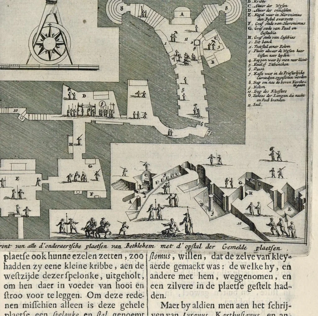 An illustration from Naukeurige beschryving van gantsch Syrie, en Palestyn of Heilige Lant... Verrijkt met lantkaerten en afbeeldingen... in koper gesneden, 1677, leaf 614