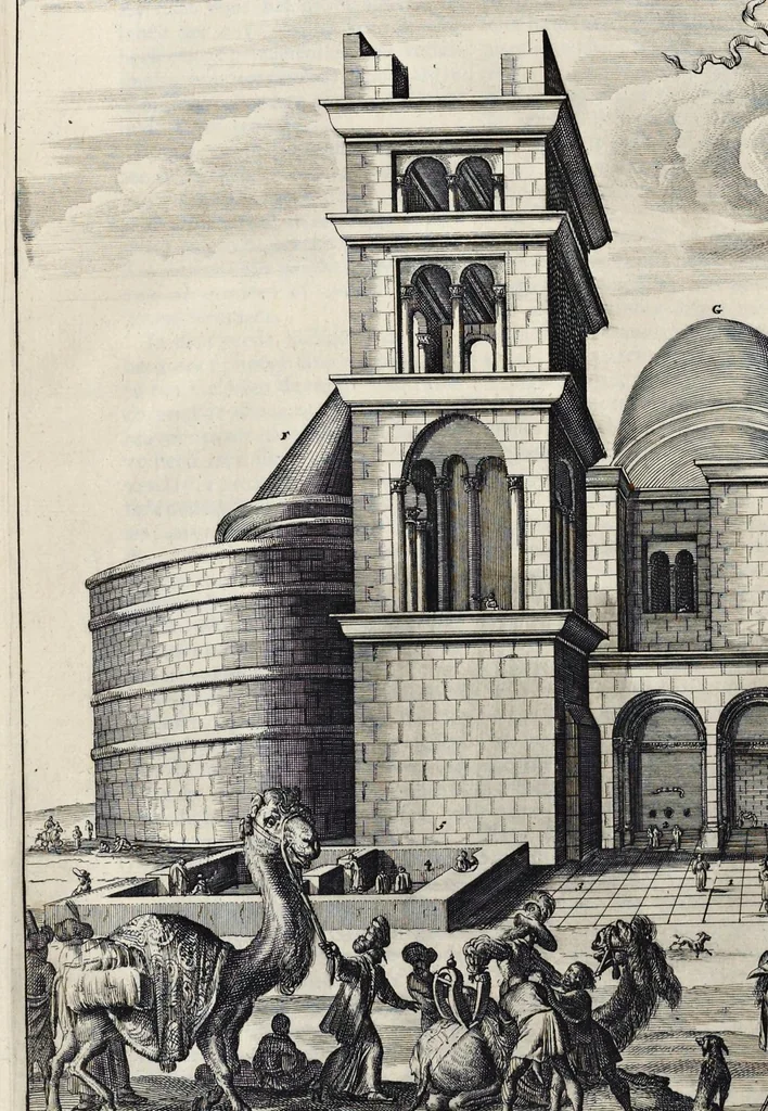 An illustration from Naukeurige beschryving van gantsch Syrie, en Palestyn of Heilige Lant... Verrijkt met lantkaerten en afbeeldingen... in koper gesneden, 1677, leaf 761
