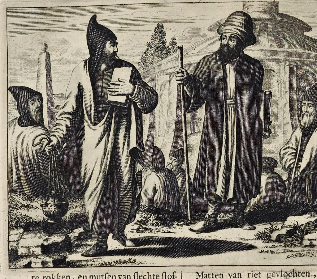 An illustration from Naukeurige beschryving van gantsch Syrie, en Palestyn of Heilige Lant... Verrijkt met lantkaerten en afbeeldingen... in koper gesneden, 1677, leaf 77