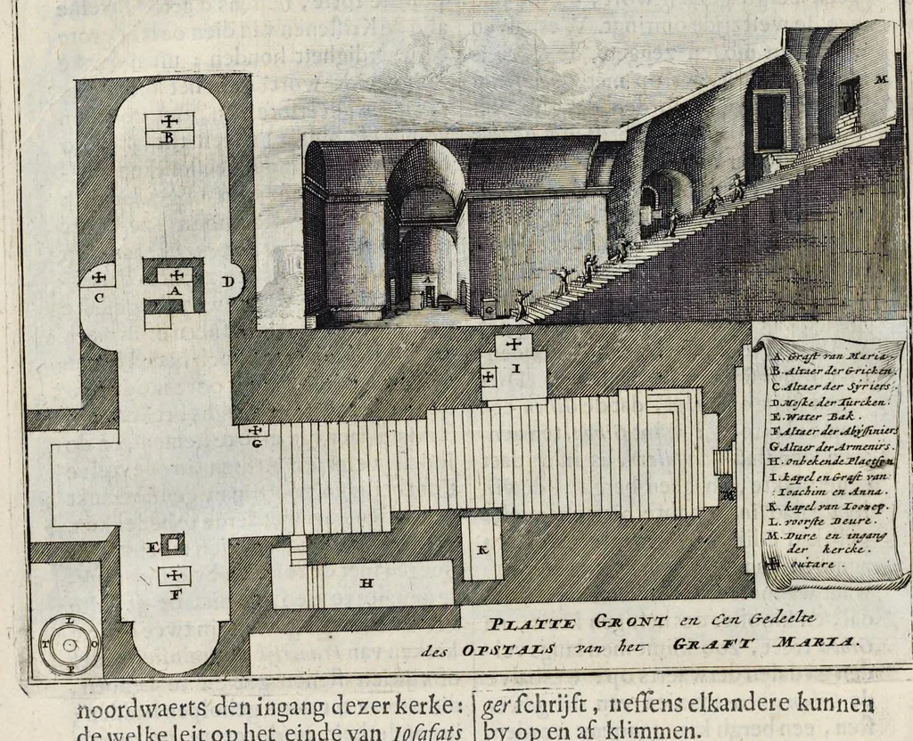 An illustration from Naukeurige beschryving van gantsch Syrie, en Palestyn of Heilige Lant... Verrijkt met lantkaerten en afbeeldingen... in koper gesneden, 1677, leaf 931