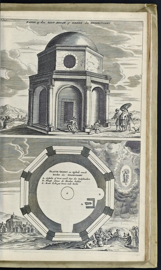 An illustration from Naukeurige beschryving van gantsch Syrie, en Palestyn of Heilige Lant... Verrijkt met lantkaerten en afbeeldingen... in koper gesneden, 1677, leaf 956