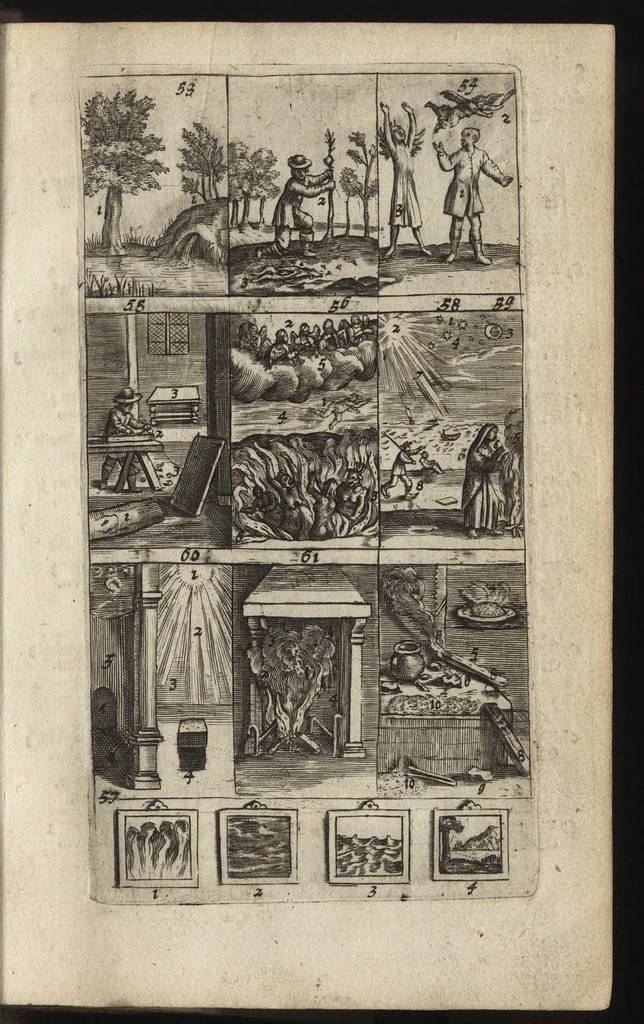 An illustration from Eerste deel der school-geleertheyd, genoemt Het portael : inhoudende de grondtveste der dingen, en onser wijsheyd omtrent de dingen, als mede der latijnschen tael met de moeder-tael ... = Joh. Amos ComenI prima pars Scholasticae eruditionis, dicta vestibulum : continens fundamenta rerum, & nostrae sapientiae circa res, ut & latinae linguae cum vernacula, 1658, leaf 26