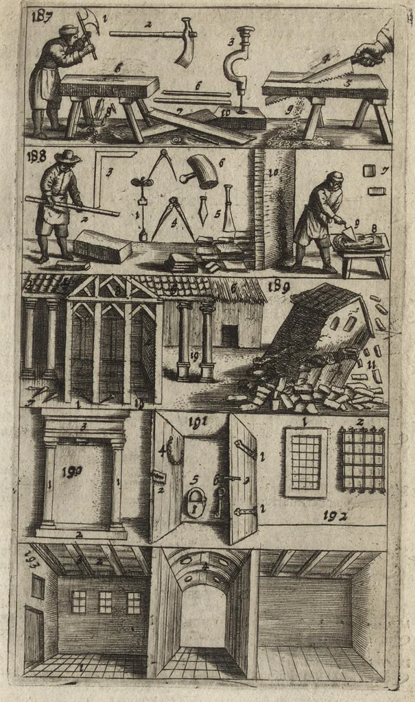 An illustration from Eerste deel der school-geleertheyd, genoemt Het portael : inhoudende de grondtveste der dingen, en onser wijsheyd omtrent de dingen, als mede der latijnschen tael met de moeder-tael ... = Joh. Amos ComenI prima pars Scholasticae eruditionis, dicta vestibulum : continens fundamenta rerum, & nostrae sapientiae circa res, ut & latinae linguae cum vernacula, 1658, leaf 68