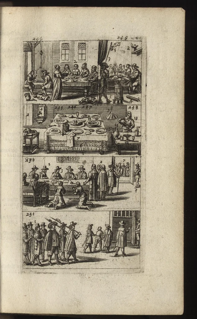 An illustration from Eerste deel der school-geleertheyd, genoemt Het portael : inhoudende de grondtveste der dingen, en onser wijsheyd omtrent de dingen, als mede der latijnschen tael met de moeder-tael ... = Joh. Amos ComenI prima pars Scholasticae eruditionis, dicta vestibulum : continens fundamenta rerum, & nostrae sapientiae circa res, ut & latinae linguae cum vernacula, 1658, leaf 86