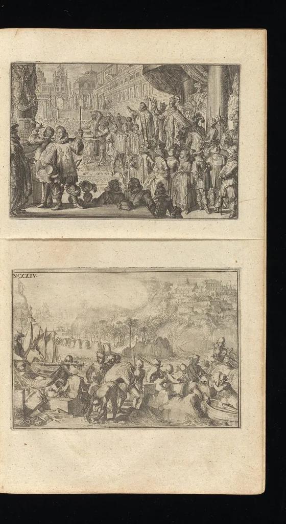 An illustration from Allgemeine Schau-Bühne der Welt, oder, Beschreibung der vornehmsten Welt-Geschichte : so sich vom Anfang dieses Siebenzehenden Jahr-Hunderts biss zum Ende desselben, in allen Theilen des Erd-Kreisses, zumahlen in der Christenheit, sonderlich in unserm Vatterland dem Römischen Reiche, nach und nach begeben : aus beglaubten Geschicht-Schreibern und bewahrten Uhrkunden treulich zusammen getragen, auch zu dess Lesers besserm Unterricht mit verschiedenen politischen Anmerckungen erläutert : ingleichem mit vielen schönen Kupffer-Figuren, auch grosser Potentaten und Herren Bildnüssen gezieret : nicht weniger mit gnugsamen Summarien, Marginalien, und einem vollständigen Register versehen, 1699, leaf 36