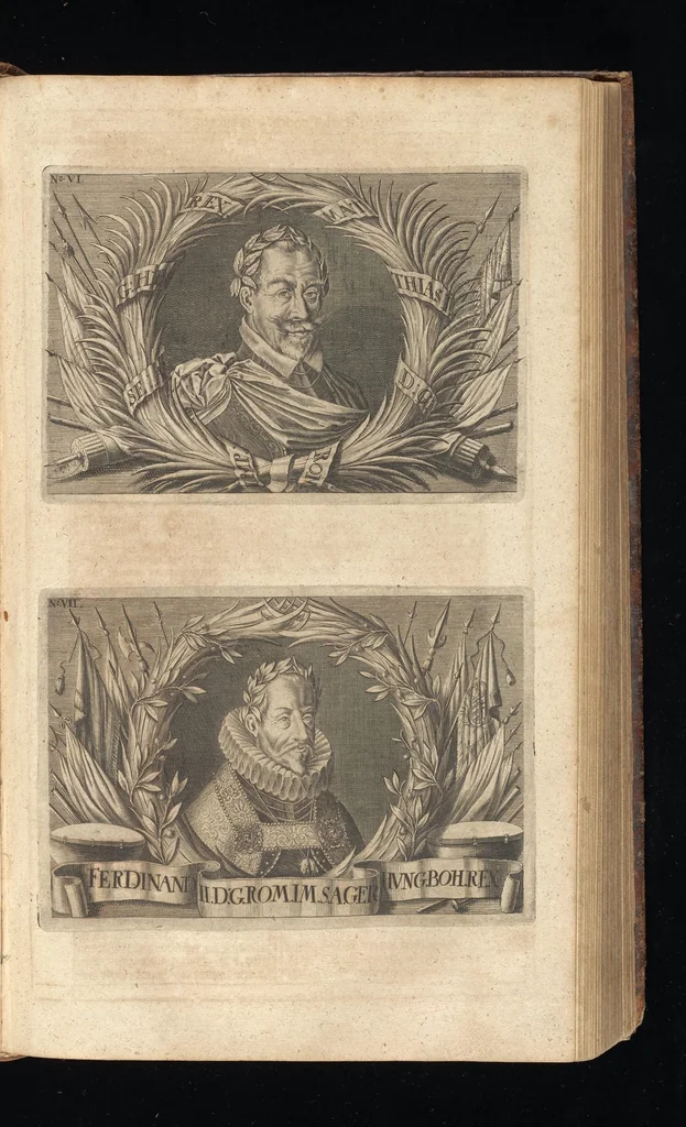 An illustration from Allgemeine Schau-Bühne der Welt, oder, Beschreibung der vornehmsten Welt-Geschichte : so sich vom Anfang dieses Siebenzehenden Jahr-Hunderts biss zum Ende desselben, in allen Theilen des Erd-Kreisses, zumahlen in der Christenheit, sonderlich in unserm Vatterland dem Römischen Reiche, nach und nach begeben : aus beglaubten Geschicht-Schreibern und bewahrten Uhrkunden treulich zusammen getragen, auch zu dess Lesers besserm Unterricht mit verschiedenen politischen Anmerckungen erläutert : ingleichem mit vielen schönen Kupffer-Figuren, auch grosser Potentaten und Herren Bildnüssen gezieret : nicht weniger mit gnugsamen Summarien, Marginalien, und einem vollständigen Register versehen, 1699, leaf 398