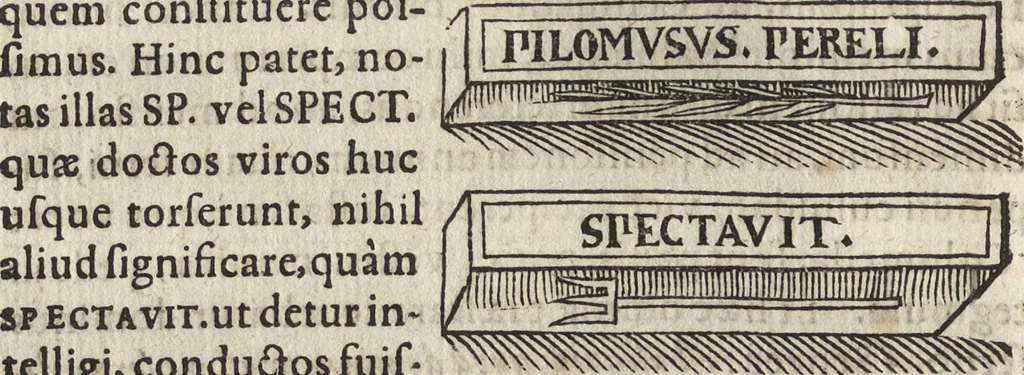 An illustration from Laurentii Pignorii Patauini De seruis, et eorum apud veteres ministerijs, commentarius : in quo familia, tum urbana, tum rustica, ordine producitur & illustratur, 1656, leaf 181