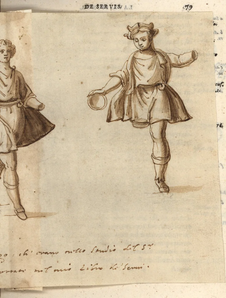 An illustration from Laurentii Pignorii Patauini De seruis, et eorum apud veteres ministerijs, commentarius : in quo familia, tum urbana, tum rustica, ordine producitur & illustratur, 1656, leaf 96