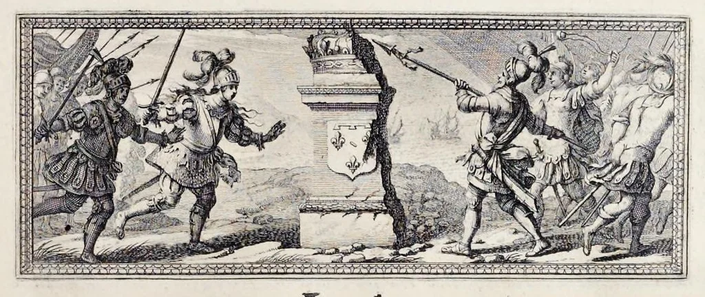 An illustration from La Pucelle, ou, La France deliuree : poëme heroïque, 1656, leaf 188