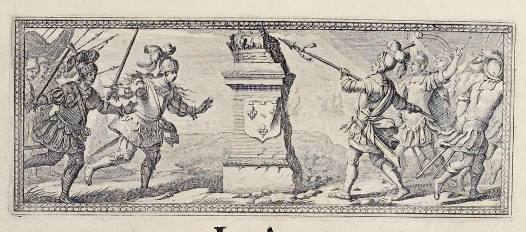 An illustration from La Pucelle, ou, La France deliuree : poëme heroïque, 1656, leaf 324