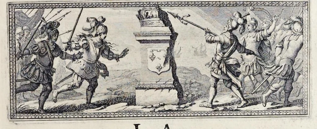 An illustration from La Pucelle, ou, La France deliuree : poëme heroïque, 1656, leaf 60