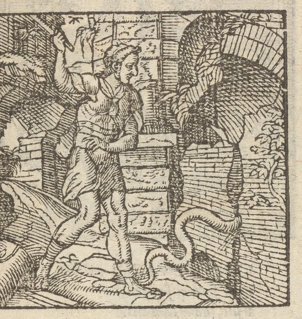 An illustration from Emblemata, et aliqvot nvmmi antiqvi operis, Ioan. Sambvci Tirnaviensis Pannonii, 1576, leaf 54