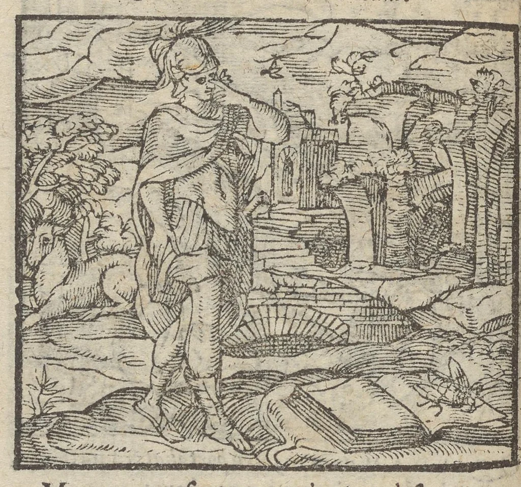 An illustration from Emblemata, et aliqvot nvmmi antiqvi operis, Ioan. Sambvci Tirnaviensis Pannonii, 1576, leaf 67