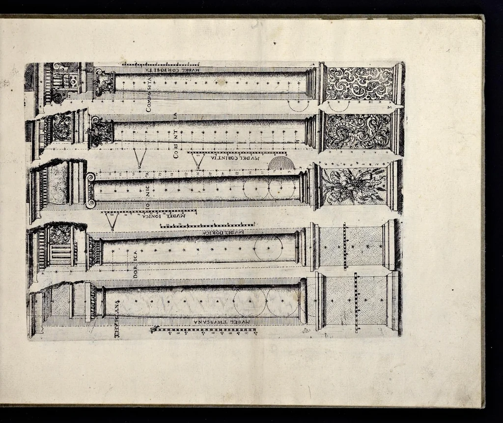 An illustration from Architectur, nach antiquitetischer Lehr vnd geometrischer Ausstheilung, allen kunstreichen Handtwerckeren, Werckmeisteren, Goldtschmieden, Bildthäweren, Schreyneren, Steinmetzeren, Mähleren [et]c. vnd fort allen denen so sich des Circkels vnd Richtscheydts gebrauchen zu Nutz vnd Gefallen ins Kupffer geschnitten vnd an Tag geben, 1659, leaf 10