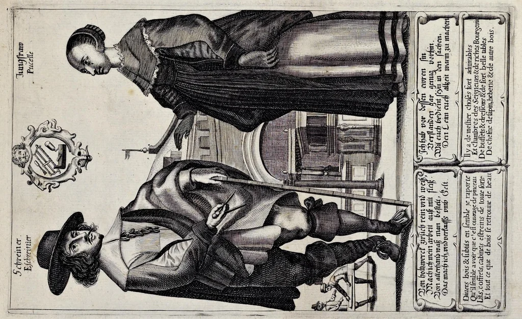 An illustration from Architectur, nach antiquitetischer Lehr vnd geometrischer Ausstheilung, allen kunstreichen Handtwerckeren, Werckmeisteren, Goldtschmieden, Bildthäweren, Schreyneren, Steinmetzeren, Mähleren [et]c. vnd fort allen denen so sich des Circkels vnd Richtscheydts gebrauchen zu Nutz vnd Gefallen ins Kupffer geschnitten vnd an Tag geben, 1659, leaf 48