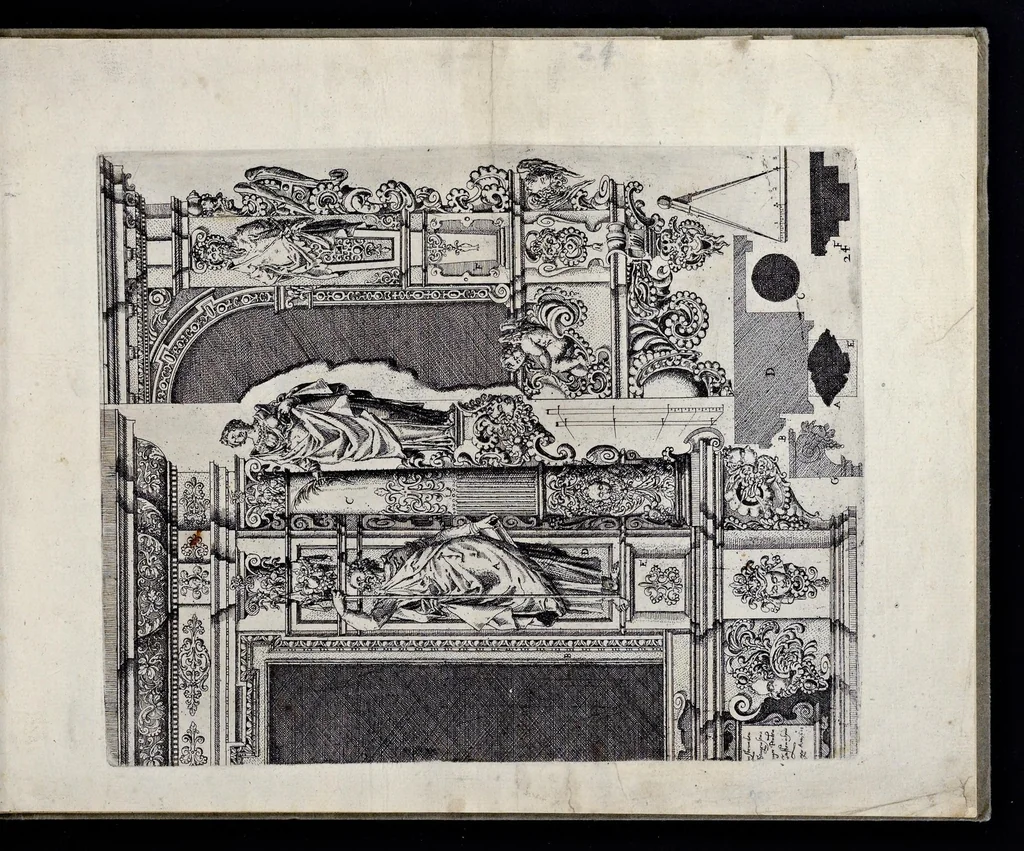 An illustration from Architectur, nach antiquitetischer Lehr vnd geometrischer Ausstheilung, allen kunstreichen Handtwerckeren, Werckmeisteren, Goldtschmieden, Bildthäweren, Schreyneren, Steinmetzeren, Mähleren [et]c. vnd fort allen denen so sich des Circkels vnd Richtscheydts gebrauchen zu Nutz vnd Gefallen ins Kupffer geschnitten vnd an Tag geben, 1659, leaf 52