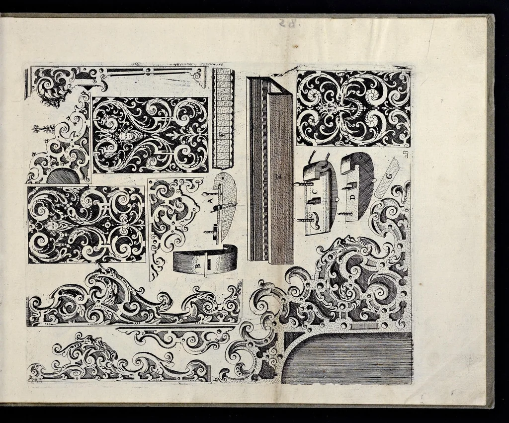 An illustration from Architectur, nach antiquitetischer Lehr vnd geometrischer Ausstheilung, allen kunstreichen Handtwerckeren, Werckmeisteren, Goldtschmieden, Bildthäweren, Schreyneren, Steinmetzeren, Mähleren [et]c. vnd fort allen denen so sich des Circkels vnd Richtscheydts gebrauchen zu Nutz vnd Gefallen ins Kupffer geschnitten vnd an Tag geben, 1659, leaf 60