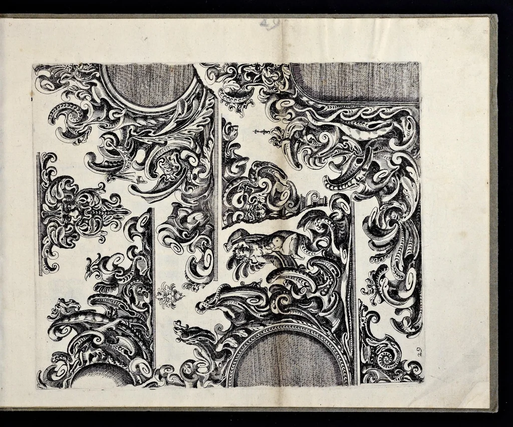 An illustration from Architectur, nach antiquitetischer Lehr vnd geometrischer Ausstheilung, allen kunstreichen Handtwerckeren, Werckmeisteren, Goldtschmieden, Bildthäweren, Schreyneren, Steinmetzeren, Mähleren [et]c. vnd fort allen denen so sich des Circkels vnd Richtscheydts gebrauchen zu Nutz vnd Gefallen ins Kupffer geschnitten vnd an Tag geben, 1659, leaf 62