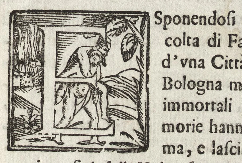 An illustration from Cronologia delle famiglie nobili di Bologna, con le loro insegne, e nel fine i cimieri : centuria prima, con vn breue discorso della medesima città, 1670, leaf 10