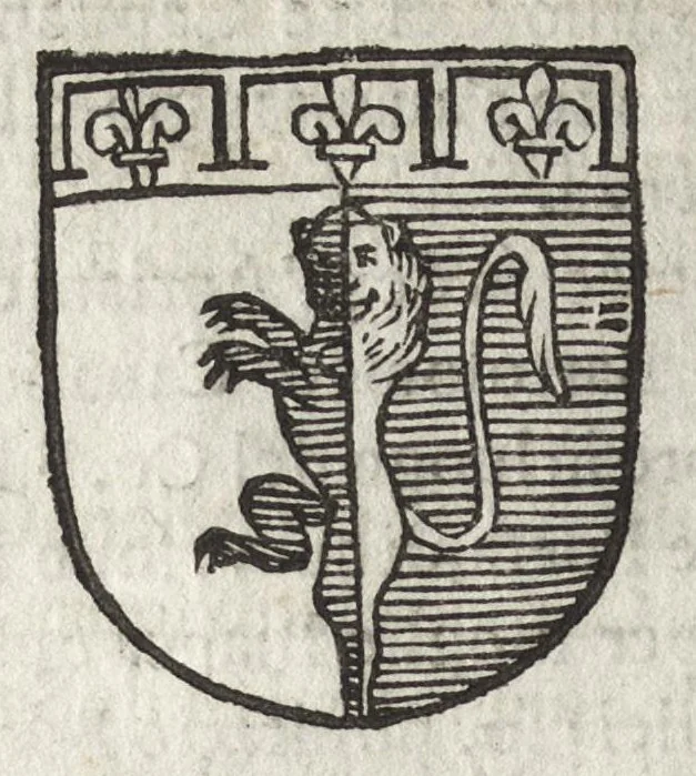 An illustration from Cronologia delle famiglie nobili di Bologna, con le loro insegne, e nel fine i cimieri : centuria prima, con vn breue discorso della medesima città, 1670, leaf 101