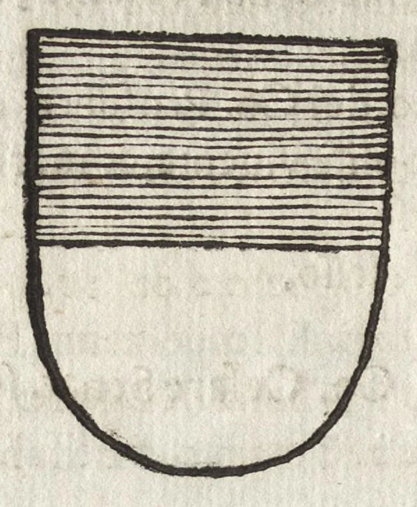 An illustration from Cronologia delle famiglie nobili di Bologna, con le loro insegne, e nel fine i cimieri : centuria prima, con vn breue discorso della medesima città, 1670, leaf 185