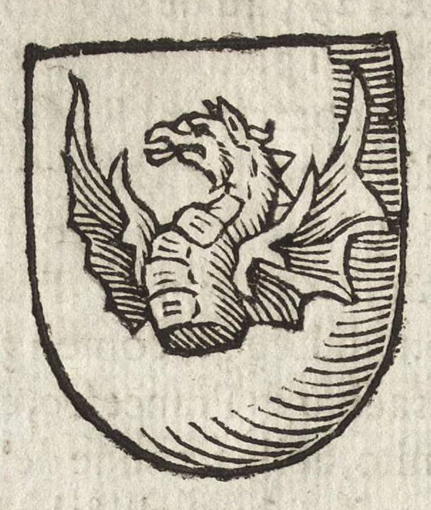 An illustration from Cronologia delle famiglie nobili di Bologna, con le loro insegne, e nel fine i cimieri : centuria prima, con vn breue discorso della medesima città, 1670, leaf 215