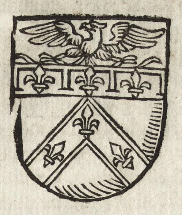 An illustration from Cronologia delle famiglie nobili di Bologna, con le loro insegne, e nel fine i cimieri : centuria prima, con vn breue discorso della medesima città, 1670, leaf 238