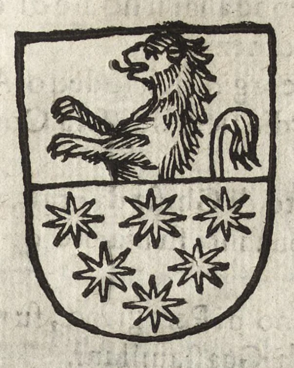 An illustration from Cronologia delle famiglie nobili di Bologna, con le loro insegne, e nel fine i cimieri : centuria prima, con vn breue discorso della medesima città, 1670, leaf 258