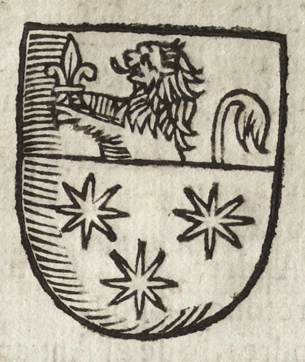An illustration from Cronologia delle famiglie nobili di Bologna, con le loro insegne, e nel fine i cimieri : centuria prima, con vn breue discorso della medesima città, 1670, leaf 268