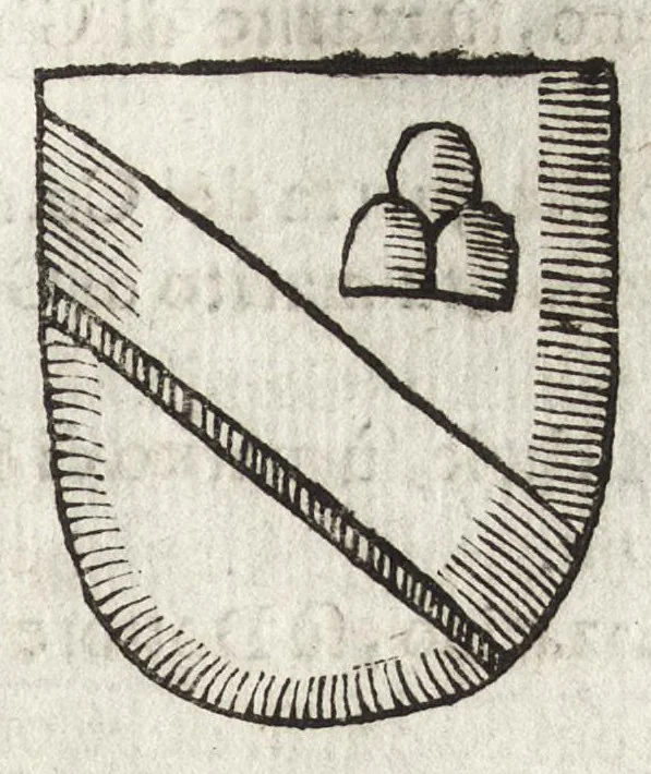 An illustration from Cronologia delle famiglie nobili di Bologna, con le loro insegne, e nel fine i cimieri : centuria prima, con vn breue discorso della medesima città, 1670, leaf 288