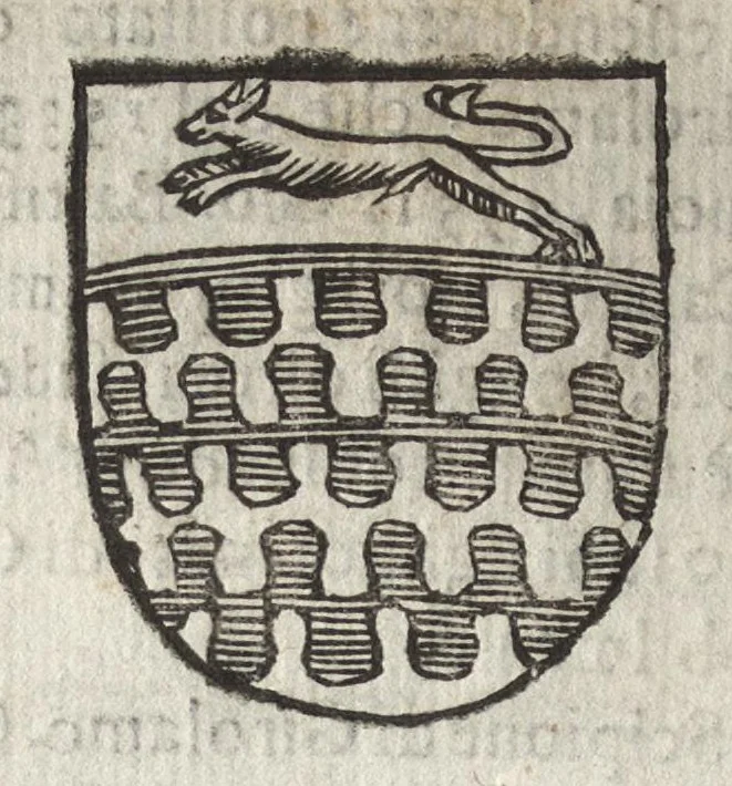 An illustration from Cronologia delle famiglie nobili di Bologna, con le loro insegne, e nel fine i cimieri : centuria prima, con vn breue discorso della medesima città, 1670, leaf 327