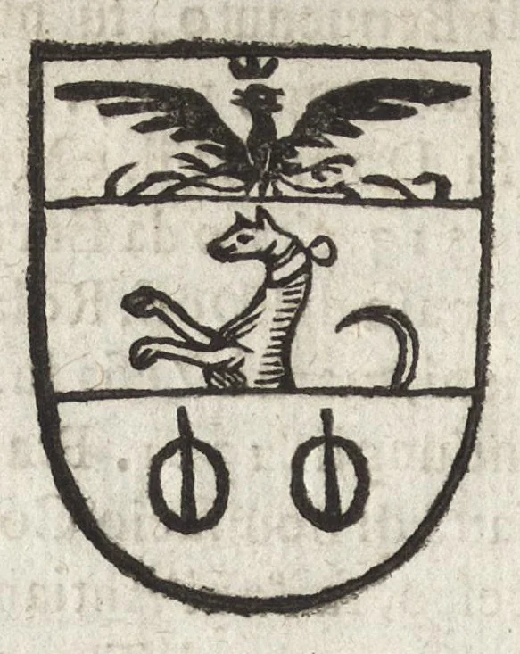 An illustration from Cronologia delle famiglie nobili di Bologna, con le loro insegne, e nel fine i cimieri : centuria prima, con vn breue discorso della medesima città, 1670, leaf 339