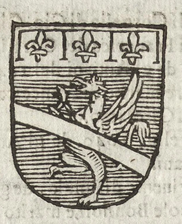 An illustration from Cronologia delle famiglie nobili di Bologna, con le loro insegne, e nel fine i cimieri : centuria prima, con vn breue discorso della medesima città, 1670, leaf 423