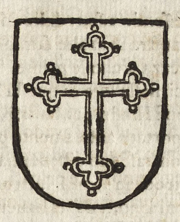 An illustration from Cronologia delle famiglie nobili di Bologna, con le loro insegne, e nel fine i cimieri : centuria prima, con vn breue discorso della medesima città, 1670, leaf 90