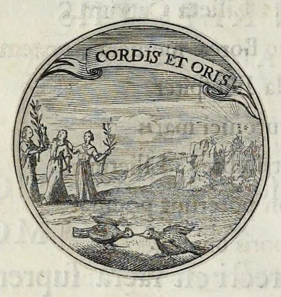 An illustration from Aurea virtutum catena matrimonialis : per illustribus ac generosissimis sponsis dn. Cornificio Trolle et virgini generosissimae Birgittae Ranzou caelitus oblata sed in theatrum nuptiale demum devote prolata à J.H. Vhlich 12. [Septem]bris a.o 1660, 1660, leaf 27