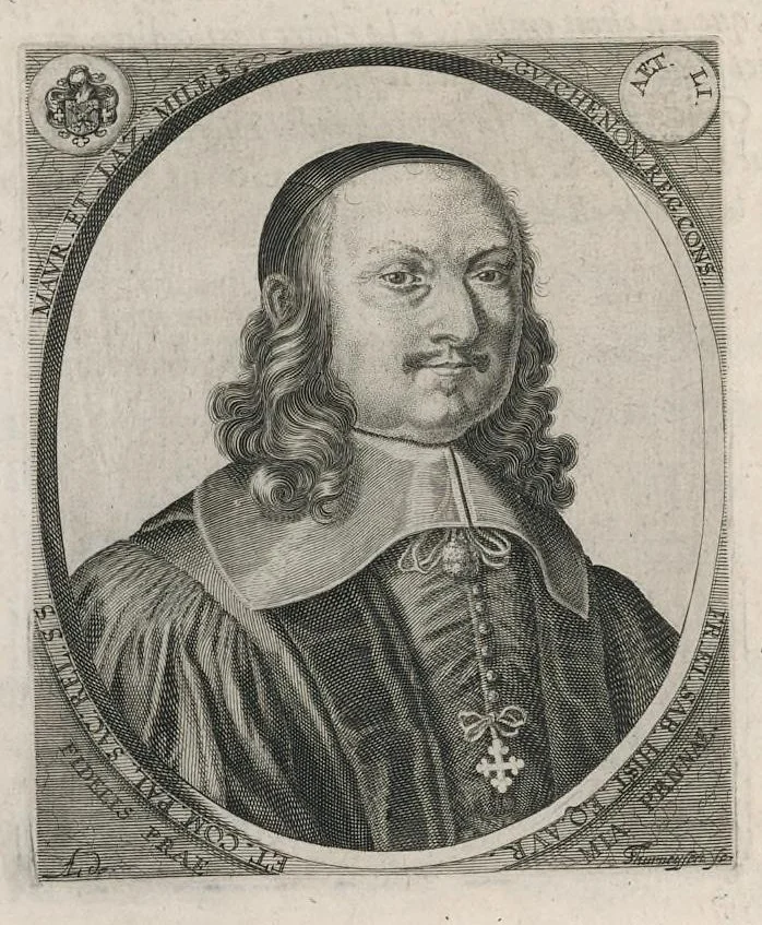 An illustration from Histoire genealogique de la royale maison de Sauoye : iustifiée par titres, fondations de monasteres, manuscripts, anciens monuments, histoires & autres preuues autentiques : enrichie de plusieurs portraits, seaux, monnoyes, sepultures & armoiries, 1660, leaf 15