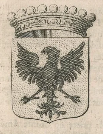 An illustration from Histoire genealogique de la royale maison de Sauoye : iustifiée par titres, fondations de monasteres, manuscripts, anciens monuments, histoires & autres preuues autentiques : enrichie de plusieurs portraits, seaux, monnoyes, sepultures & armoiries, 1660, leaf 262