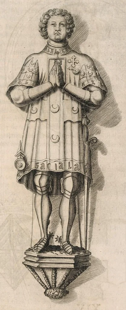 An illustration from Histoire genealogique de la royale maison de Sauoye : iustifiée par titres, fondations de monasteres, manuscripts, anciens monuments, histoires & autres preuues autentiques : enrichie de plusieurs portraits, seaux, monnoyes, sepultures & armoiries, 1660, leaf 484