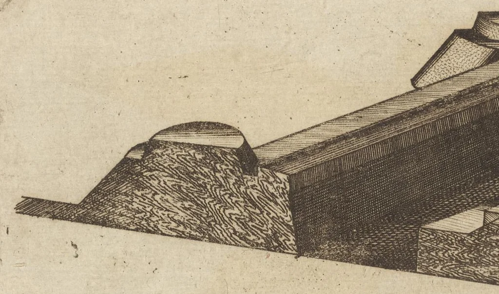 An illustration from Prospettiua di fortificationi : nella quale ogni intendente dell'arte militare speditamente vedrà ciò, che altroue del fabricare, diffendere, & espugnar fortezze si scorge, 1660, leaf 107