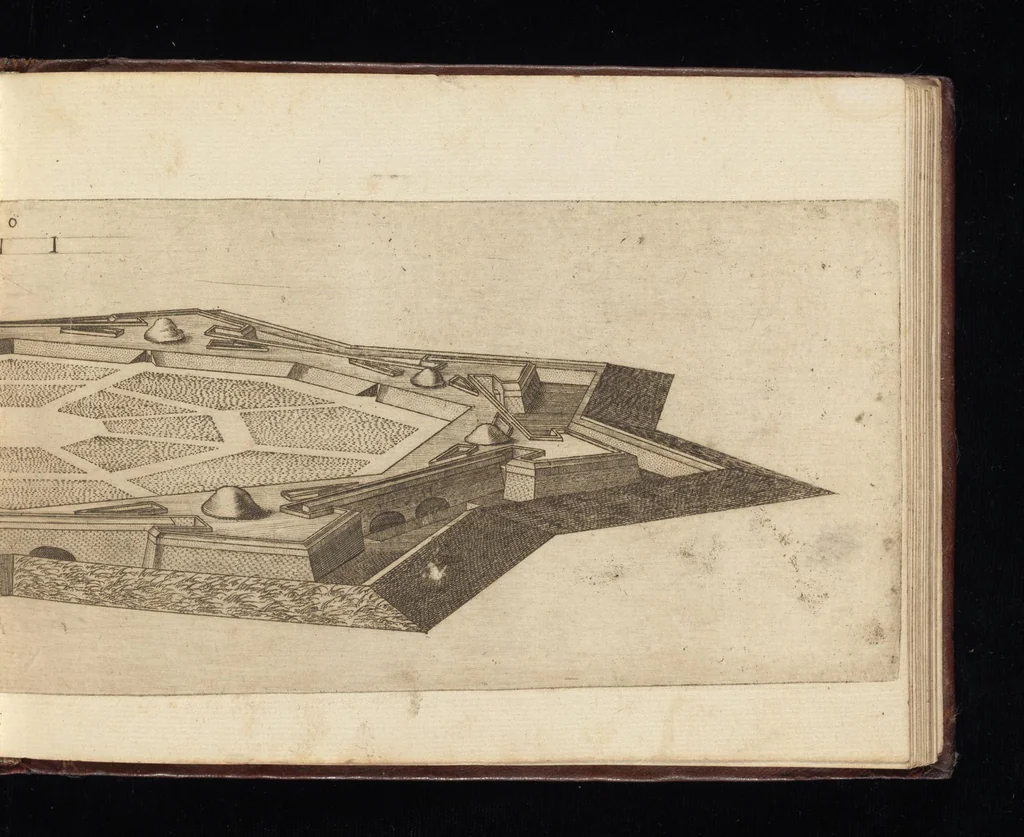 An illustration from Prospettiua di fortificationi : nella quale ogni intendente dell'arte militare speditamente vedrà ciò, che altroue del fabricare, diffendere, & espugnar fortezze si scorge, 1660, leaf 116
