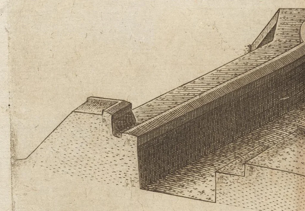 An illustration from Prospettiua di fortificationi : nella quale ogni intendente dell'arte militare speditamente vedrà ciò, che altroue del fabricare, diffendere, & espugnar fortezze si scorge, 1660, leaf 127
