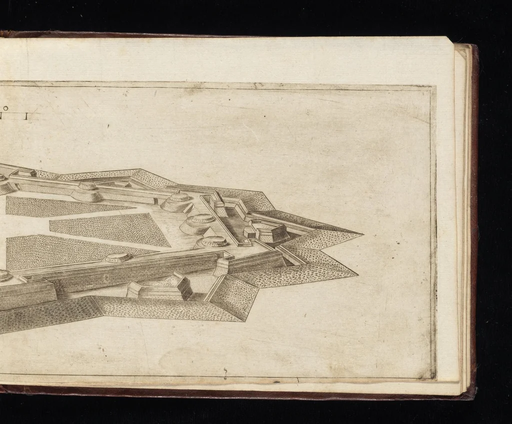 An illustration from Prospettiua di fortificationi : nella quale ogni intendente dell'arte militare speditamente vedrà ciò, che altroue del fabricare, diffendere, & espugnar fortezze si scorge, 1660, leaf 152