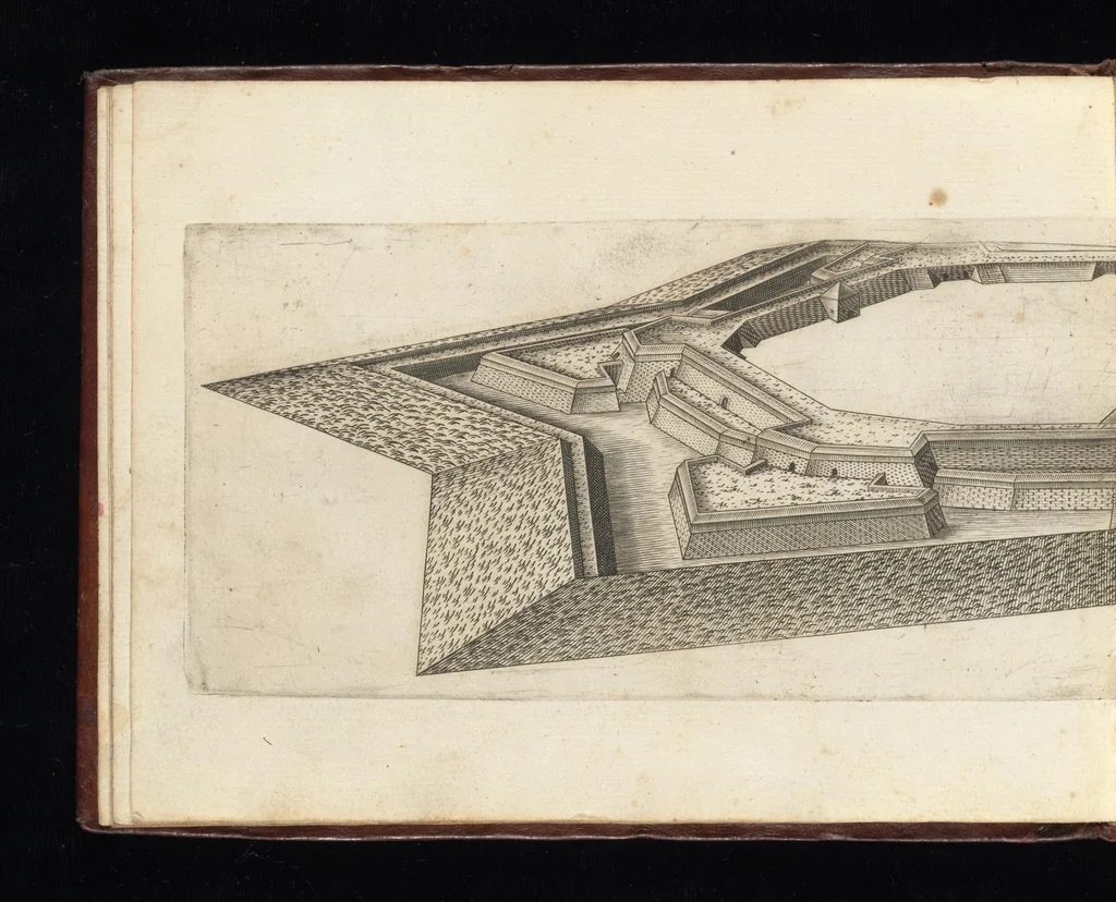 An illustration from Prospettiua di fortificationi : nella quale ogni intendente dell'arte militare speditamente vedrà ciò, che altroue del fabricare, diffendere, & espugnar fortezze si scorge, 1660, leaf 19