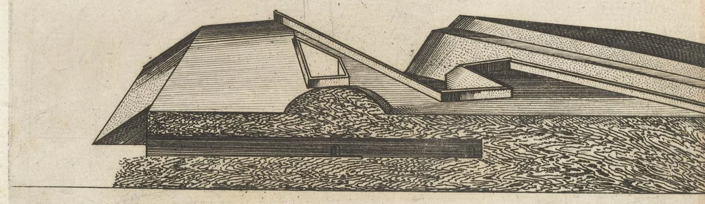 An illustration from Prospettiua di fortificationi : nella quale ogni intendente dell'arte militare speditamente vedrà ciò, che altroue del fabricare, diffendere, & espugnar fortezze si scorge, 1660, leaf 47