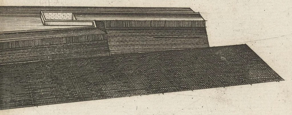 An illustration from Prospettiua di fortificationi : nella quale ogni intendente dell'arte militare speditamente vedrà ciò, che altroue del fabricare, diffendere, & espugnar fortezze si scorge, 1660, leaf 60