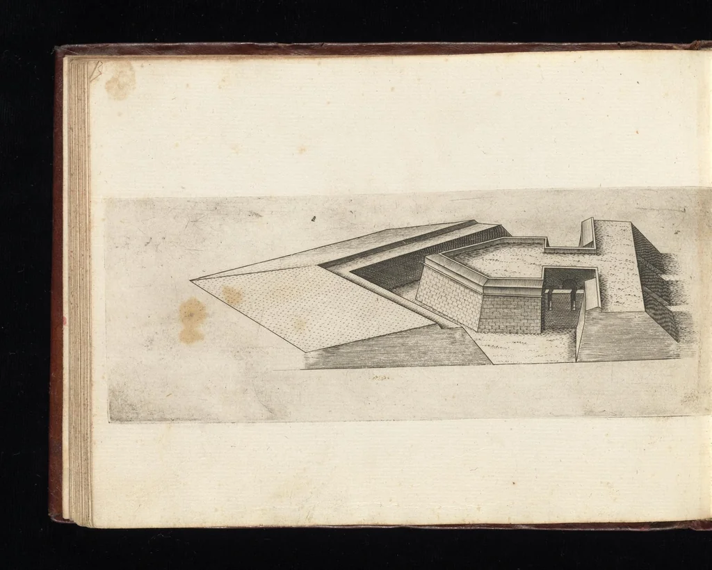 An illustration from Prospettiua di fortificationi : nella quale ogni intendente dell'arte militare speditamente vedrà ciò, che altroue del fabricare, diffendere, & espugnar fortezze si scorge, 1660, leaf 71