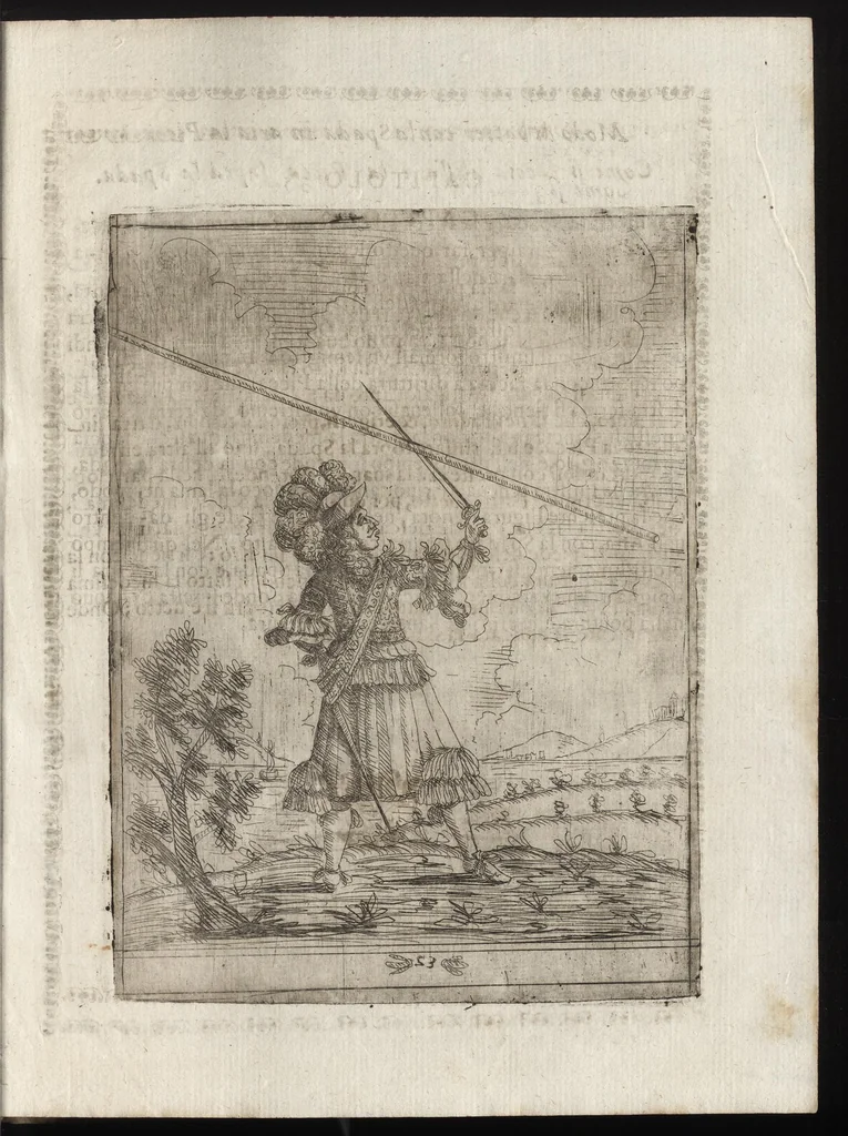 An illustration from Li trastulli guerrieri, 1668, leaf 96