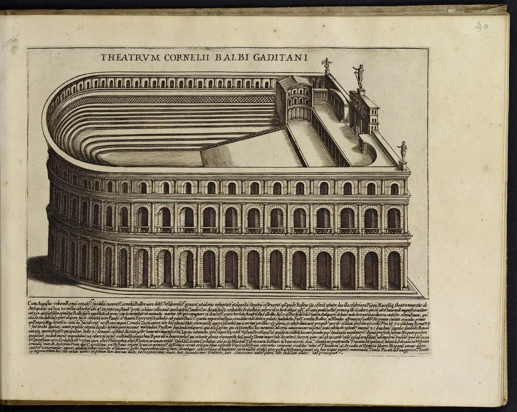 An illustration from Antiqvae vrbis splendor : hoc est præcipva eivsdem templa, amphitheatra, theatra, circi, navmachiæ, arcvs trivmphales, mavsolea aliaqve svmptvosiora ædificia, Pompæ item trivmphalis et colossæarvm imaginvm descriptio, 1612, leaf 260